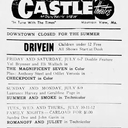 Advertisement for the Castle Theatre and Drive-In, July 1962