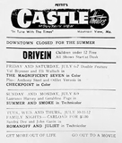 ["Advertisement for the Castle Theatre and Drive-In, July 1962"]