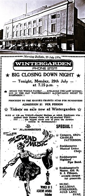 Wintergarden Theatre Alma Street, Rockhampton, QLD - Closing 1974