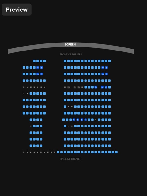 Regal Cinemas Sawgrass 23- Auditorium 8 Seating Chart (pre-renovation)