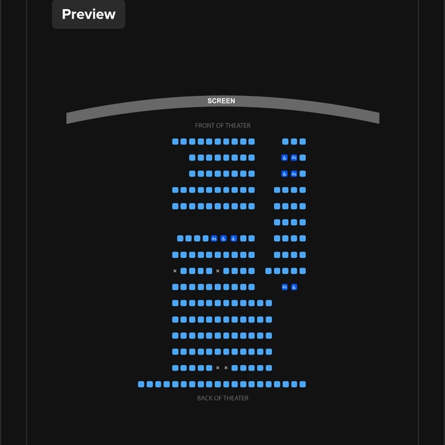 Regal Cinemas Sawgrass 23- Auditorium 9 Seating Chart (pre-renovation)