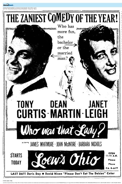 Tony Curtis--Number Six Box Office Star (1960)