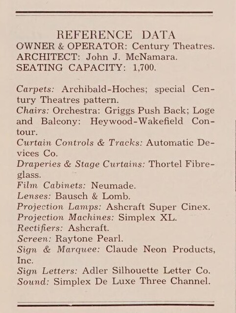 Theater Architect: John J McNamara (1957)
