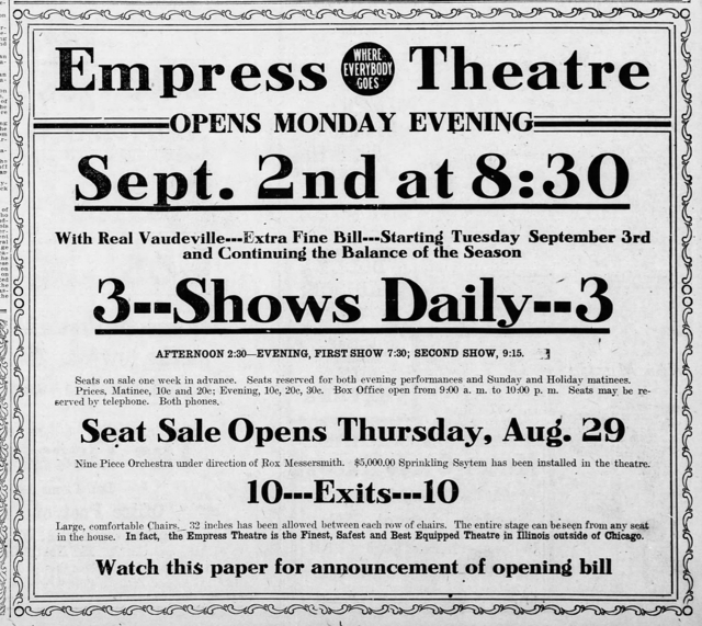 8/24/12 print ad for 9/02/12 grand opening credit Decatur Herald.