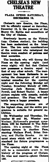 Plaza Theatre 318 Station Street, Melbourne, VIC - 1936