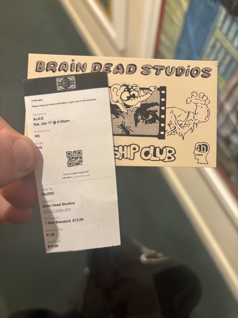 Brain Dead Studios Ticket Stub