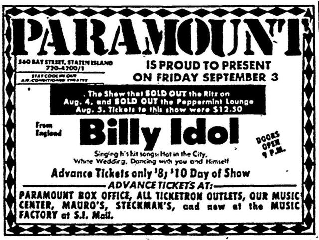 September 3, 1982 print ad credit Classic Staten Island.