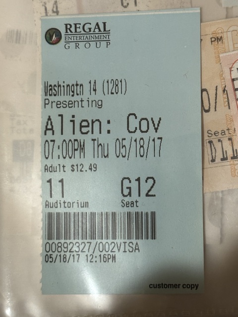 United Artists Washington Township 14 Ticket Stub (Kiosk)