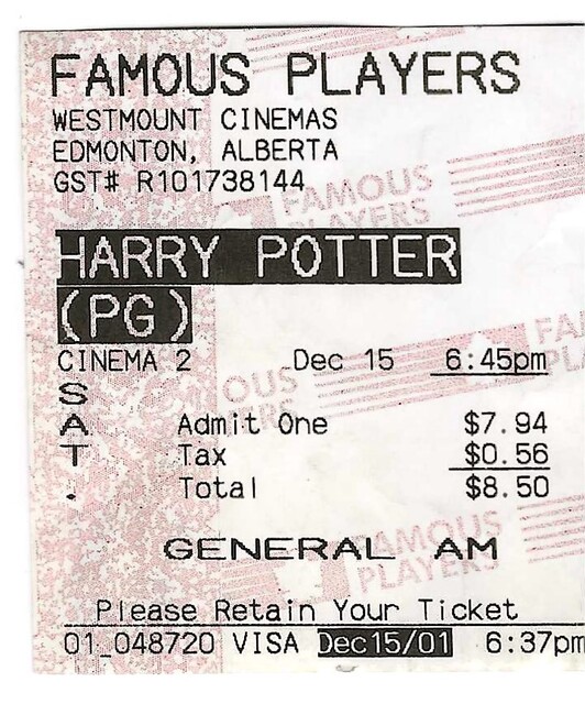 Harry Potter and the Philosopher's Stone - December 15, 2001