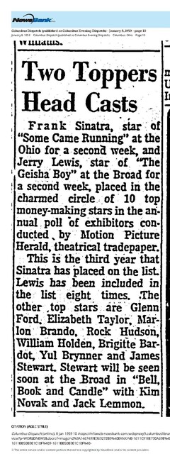 Top Ten Box Office Stars (1959) at the Two Loew's Theaters
