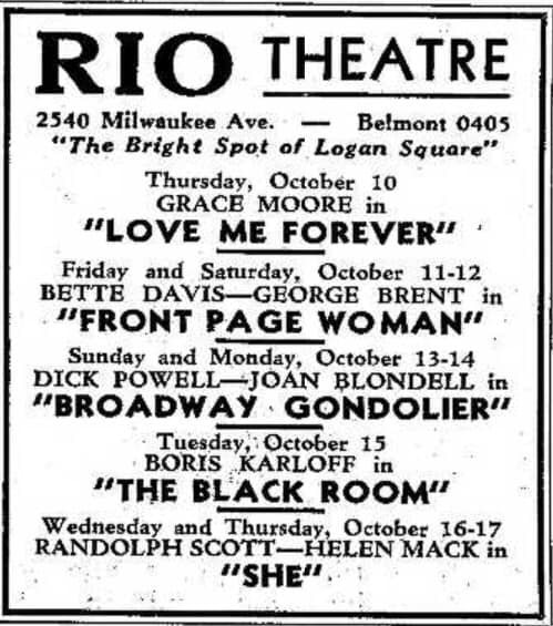 1935 print ad image credit Logan Square / Humboldt Park Historical Society.