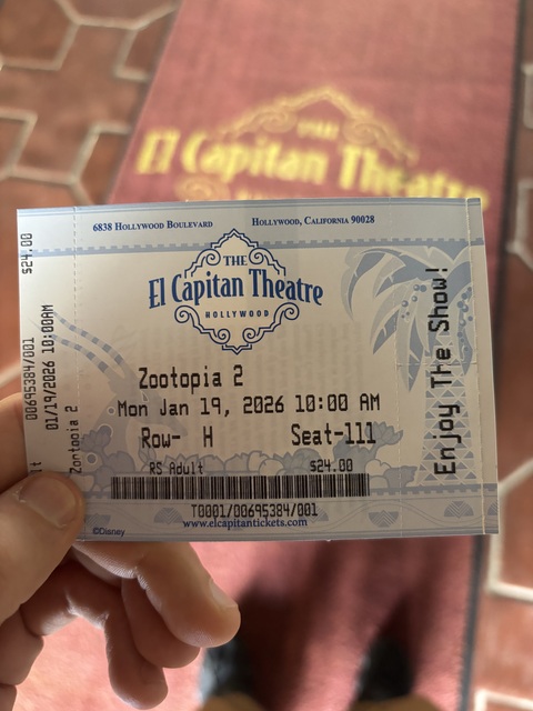 El Capitan Theatre Ticket Stub