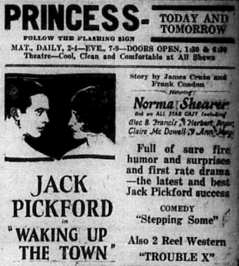 1925-07-03:  Playing Tonight @ The Princess