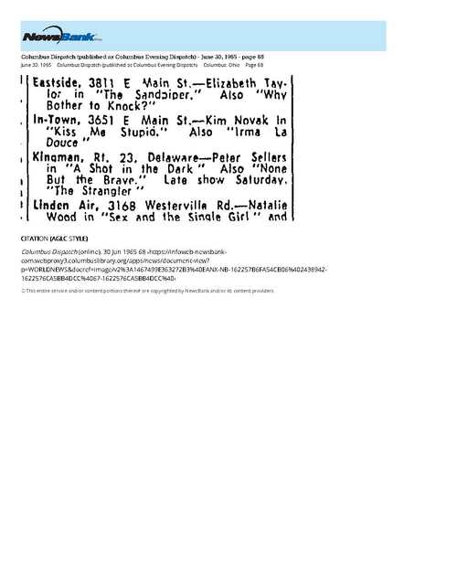 East Main Corridor (1965)/The Last Season for the In-Town Auto Theatre
