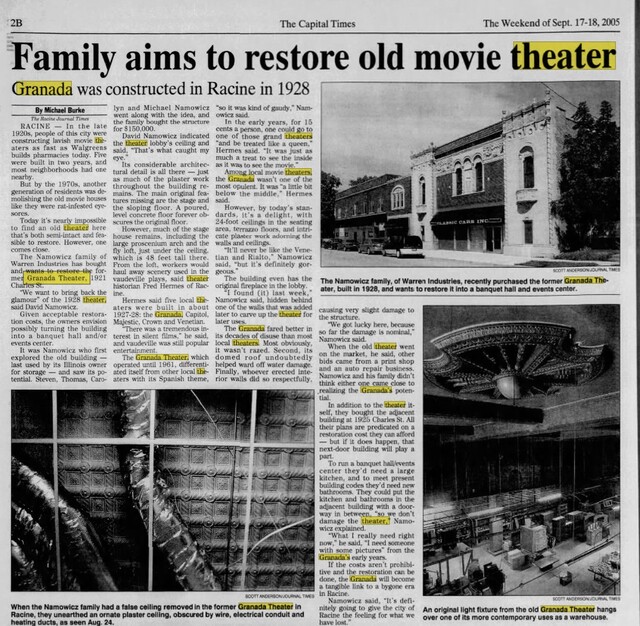 GRANADA Theatre; Racine, Wisconsin.