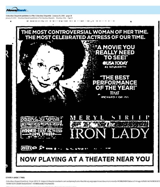 Meryl Streep--Oscar for Best Actress in a Leading Role (2012)