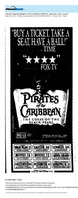 Johnny Depp--Number Six Box Office Star (2003)/His 1st Year on the List