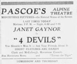 ["4 Devils at Pascoe's Alpine Theatre, January 14, 1930"]