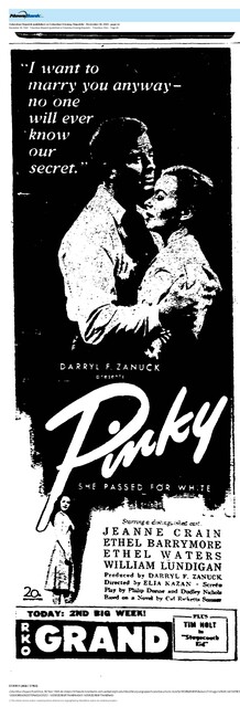 "Pinky"--The Most Popular of the Four 'Negro' Problem Films (1949)