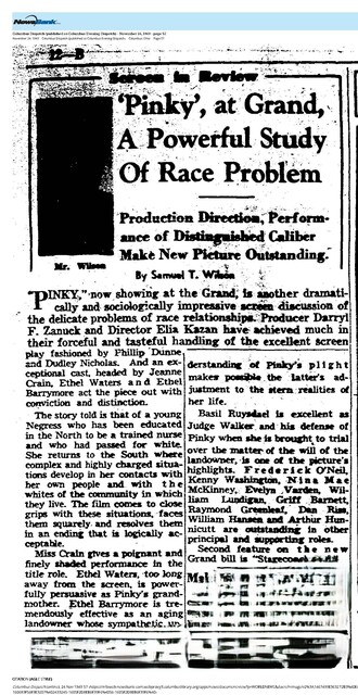 "Pinky"--The Most Popular of the Four 'Negro' Problem Films (1949)