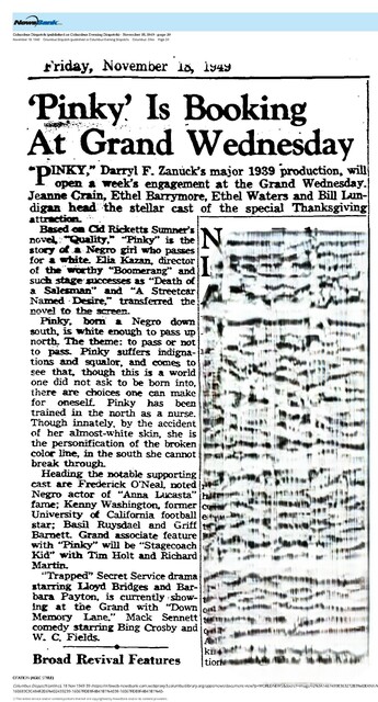 "Pinky" - The Most Popular 'Negro' Problem Film (1949)