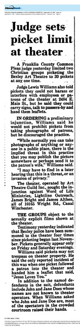 Picketing at the Bexley Theatre (1987)