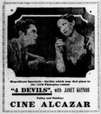 4 Devils at Cine Alcazar in Tampico, Tamps.—June 7-8, 1930