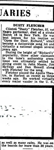 Dusty Fletcher, R.I.P. (March 15, 1954)