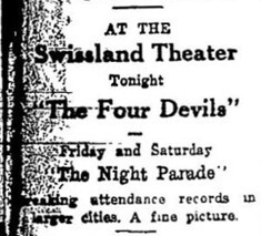 4 Devils at the Swissland Theatre, Woodsfield—April 24, 1930