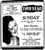 4 Devils at the Twin Star Theatre, Ames—February 2, 1930