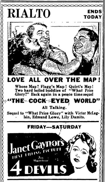 4 Devils at the Rialto Theatre, Missouri Valley—January 31-February 1, 1929