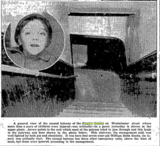 <p>Scene and victim of theatre panic, October 16, 1939 Providence Evening Bulletin article.</p>
              