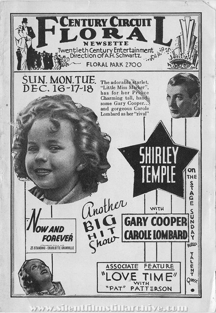 Floral Theatre program for the week beginning December 16, 1934