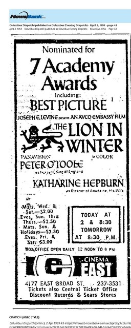 Katherine Hepburn--Number Nine Box Office Star (1969)