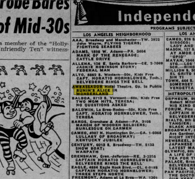 Alice in Wonderland (Lou Bunin) at Ambassador