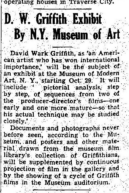 D. W. Griffith Exhibit (1940)