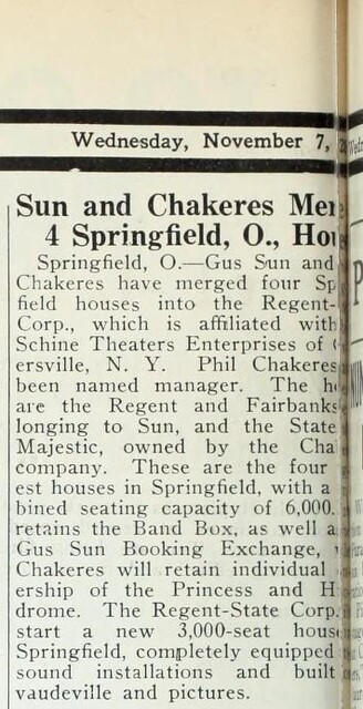 Merger of Theater Circuits (1928)