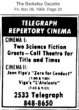 <p>1968 ad for the original Telegraph Repertory Cinema theater at 2533 Telegraph Avenue.</p>
              