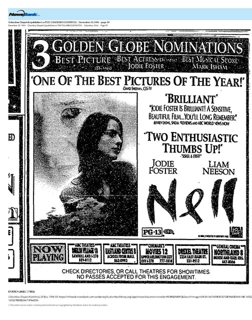 Jodie Foster--Number Eight Box Office Star (1994)/Her Last Year on the List