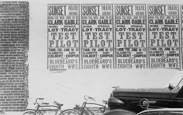 Sunset Theater posters for Clark Gable film, Test Pilot 1938