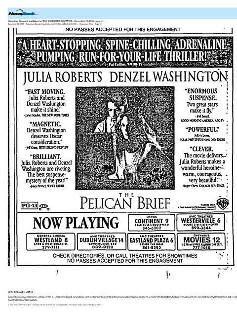 Julia Roberts--Number Six Box Office Star (1993)