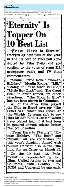 The Two Downtown Loew's Theaters Played Most of the Critics' Top Picks (1953)