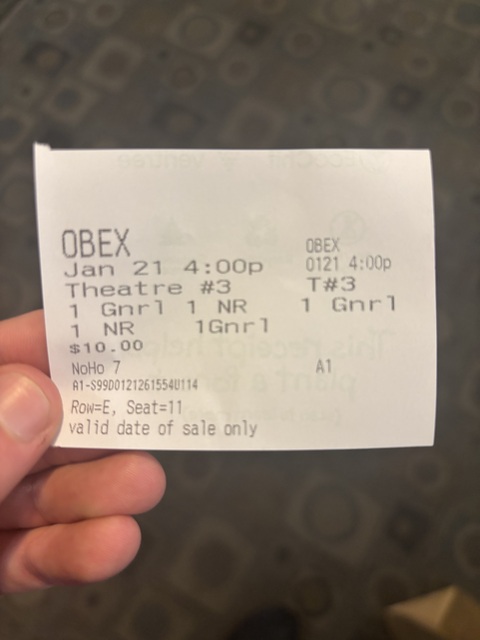 Laemmle NoHo 7 Ticket Stub