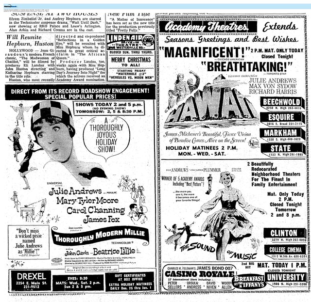 A Julie Andrews Three-Peat (1967) Second Run Engagements