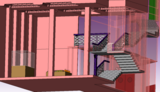 CAD model - Foyer Interior and balcony staircase