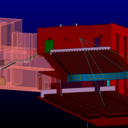 CAD model - View from the screen of the stalls and balcony.