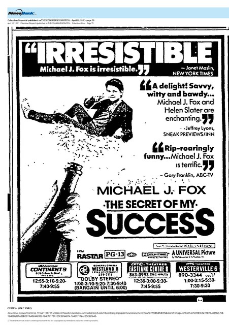 Michael J. Fox--Number Three Box Office Star (1987)