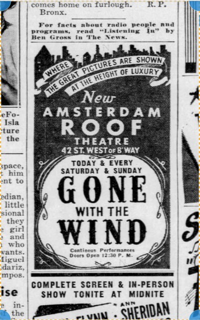 New Amsterdam Roof showing movies