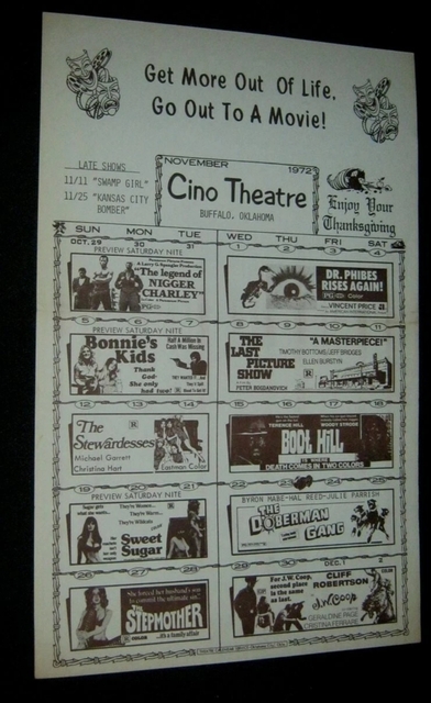 Cino Theater Nov 1972 Show Calendar 