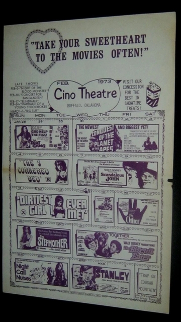 Cino Theater Feb 1973 Show Calendar